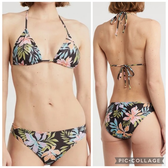 Billabong Other - NWT Billabong Beach Babe Tri Set Black Floral Print Women’s Size XL